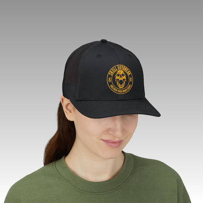 Skull Outbreak Embroidered Trucker Cap