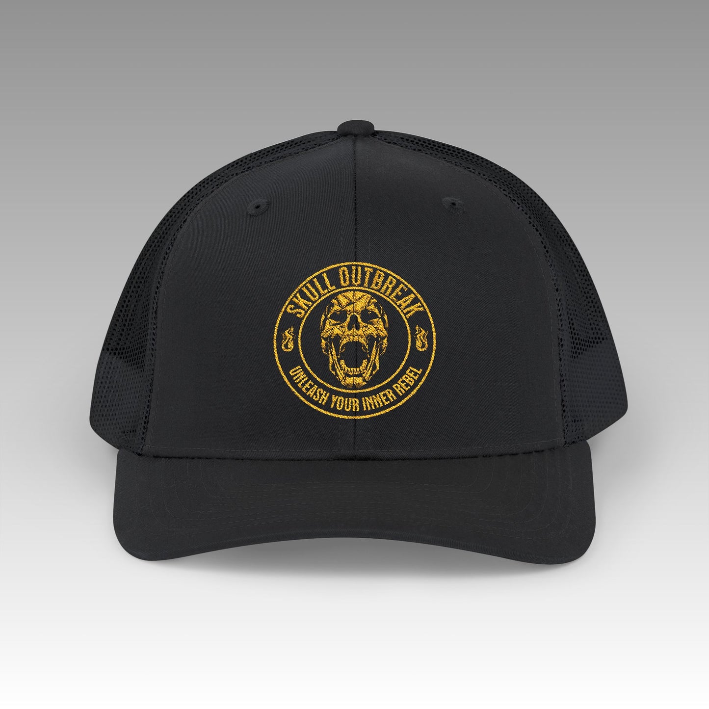 Skull Outbreak Embroidered Trucker Cap