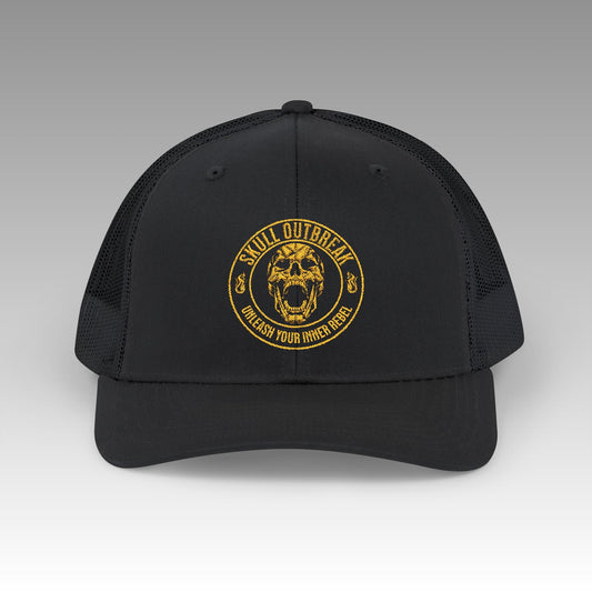 Skull Outbreak Embroidered Trucker Cap - skull_clothing